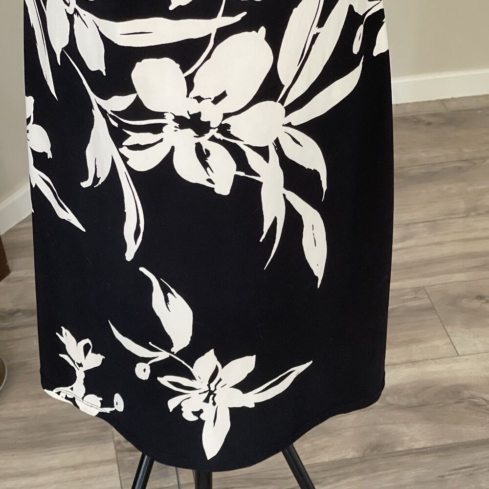 American Living Womens Dress Sz 10 Black White Floral Sheath Sleeveless Stretch - Picture 6 of 12